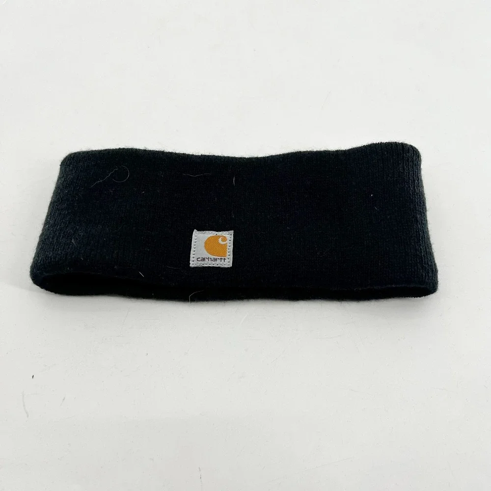 Carhartt Black Knit Headband Ear Warmer Women One Size Ribbed Logo Patch
